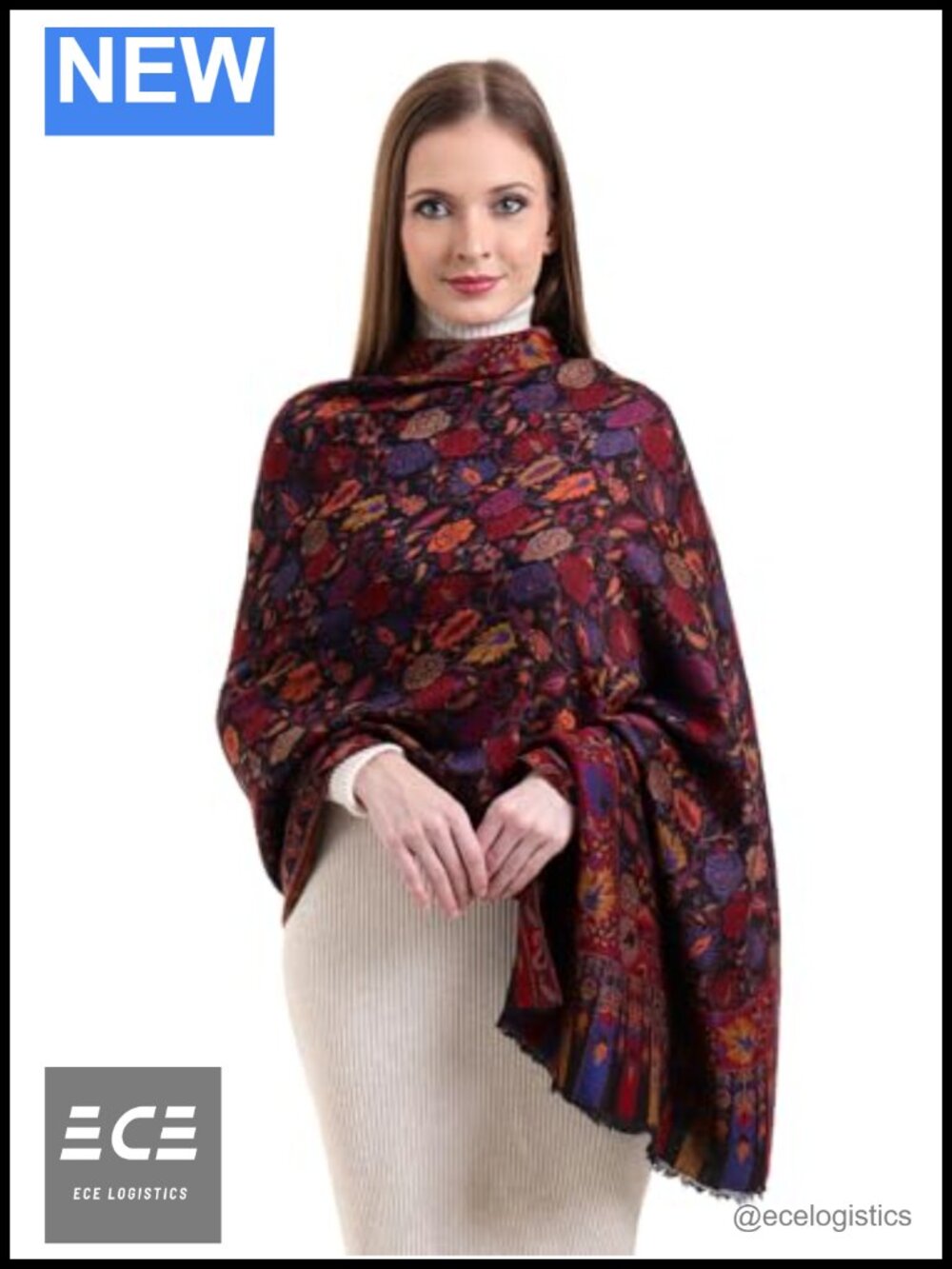 Pure Cashmere 4 Ply Thick Kani Weave Handwoven Stole Scarf Wrap